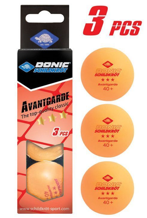 М'ячі для настільного тенісу DONIC 3-Star Avantgarde ball Poly 40+, 3 штуки, помаранчевий (608338)
