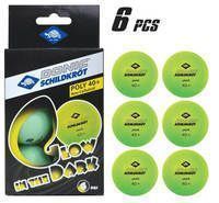 М'ячі для настільного тенісу Donic Glow in the dark Poly 40+, 6 штук, зелені (608507)